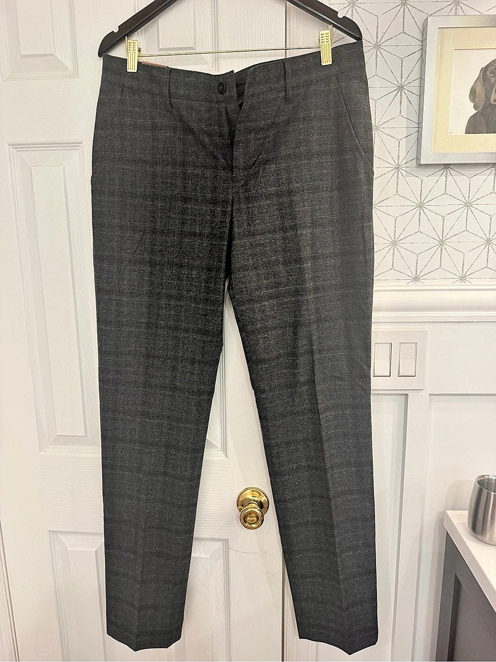 Alberto Men’s Charcoal Gray Textured Dress Pants 34x34
